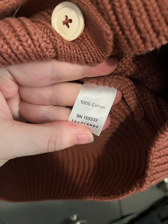 Tradlands Rust-Brown V-Neck Button Cardigan - Picture 8 of 8